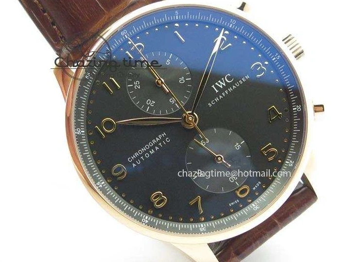 MIROTIME 0115 Portuguese IW371415 ZF 1:1 Best Edition RG Black dial On Brown Leather Strap A Modern 7286